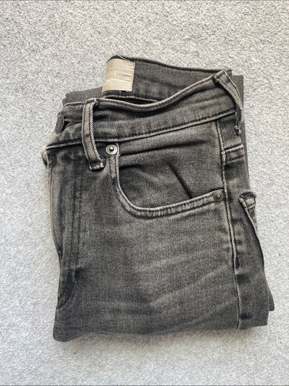 Everlane The High Rise Straight Grey Black Wash Jeans 23 Ankle
